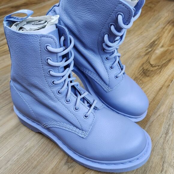🩵NIB Dr. Martens 1460 Mono Zen Blue Pascal Virginia Leather Boots Size 8 - Picture 3 of 12